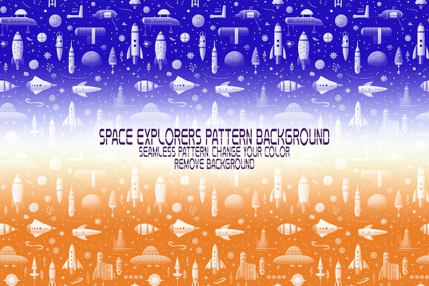Texture di sfondo con esploratori spaziali navette pianeti e stelle modello PSD modificabile