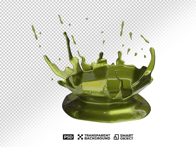 PSD texture d'éclaboussure liquide de thé vert matcha éclat de peinture vert mat sur un fond transparent