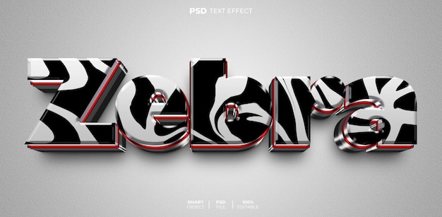 PSD texture effet de texte modifiable zebra 3d