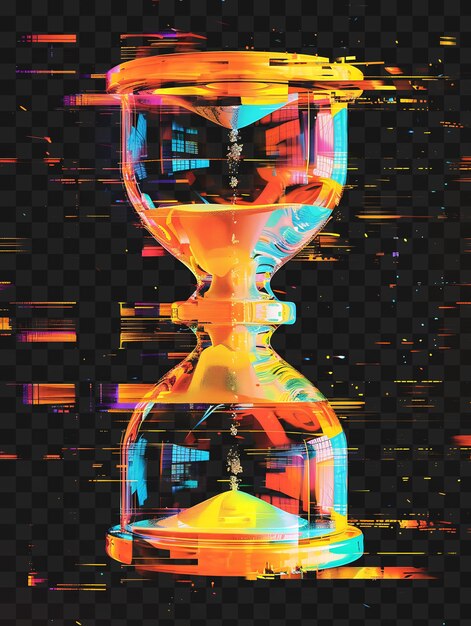 PSD texture de l'horloge de sable au néon clignotant glitched hourglass texture mater collage y2k clipart design