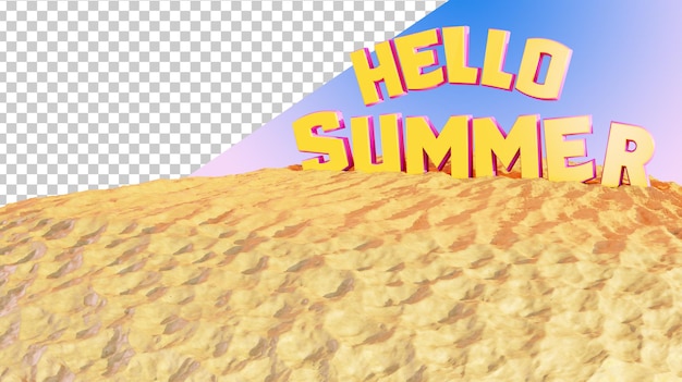 Texture Réaliste Du Sable De La Plage Et Texte 3d Hello Summer Summer Beach Rendu 3d