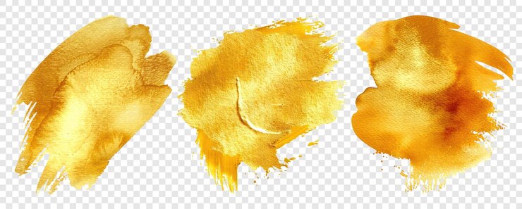 PSD texture de tache liquide dorée isolée dans un ensemble de trois
