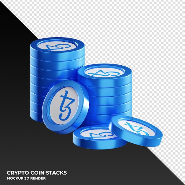 Tezos xtz coin stacks cryptocurrency 3d render ilustración