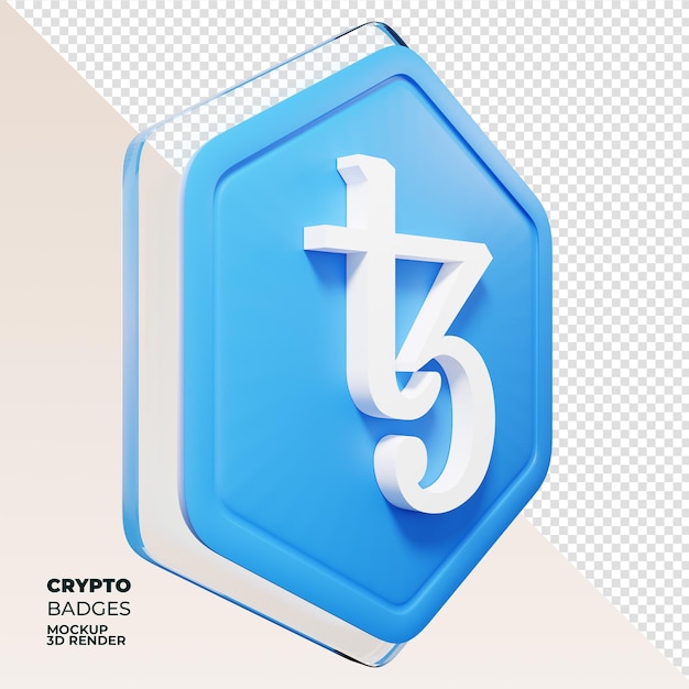 Tezos xtz insignia vista izquierda moneda de renderizado 3d