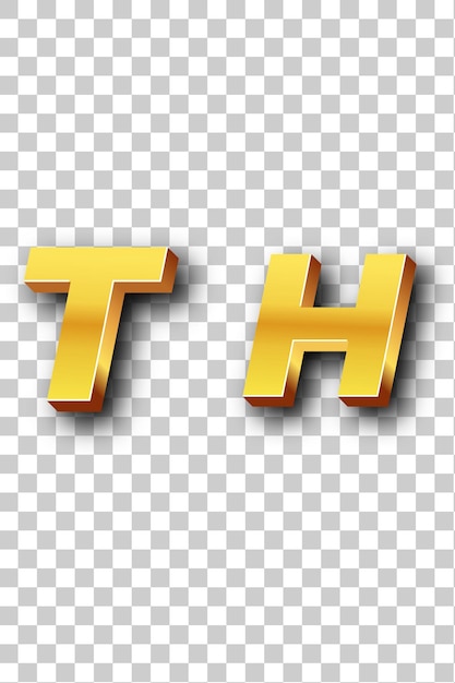 PSD th gold-logo-symbol isolierter weißer hintergrund transparent