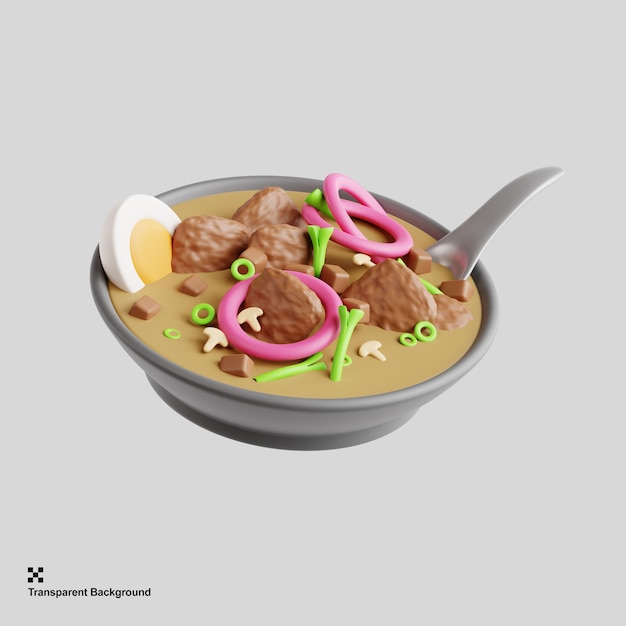 Thailändische Suppe namens Tom Kha Gai 3D-Darstellung