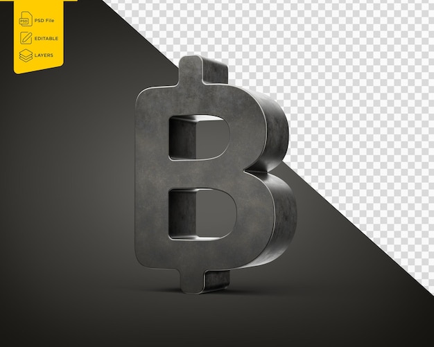 Thailand Baht Currency Symbol Made Of Gray Smooth Cast Iron Modern Design 3d Illustration