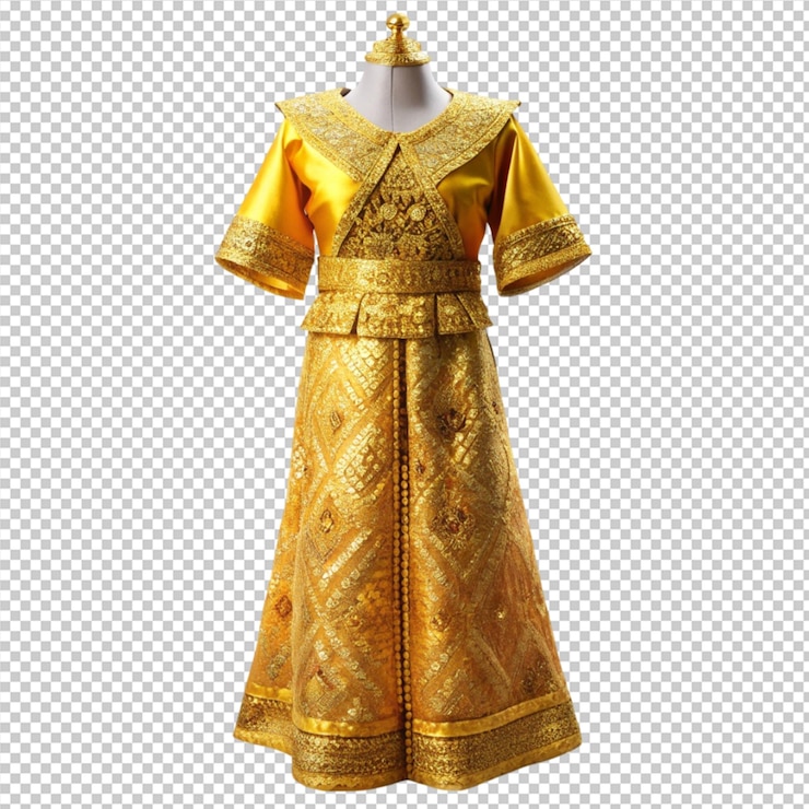 PSD thailand goldene ordinationskleidung isoliert auf durchsichtigem hintergrund