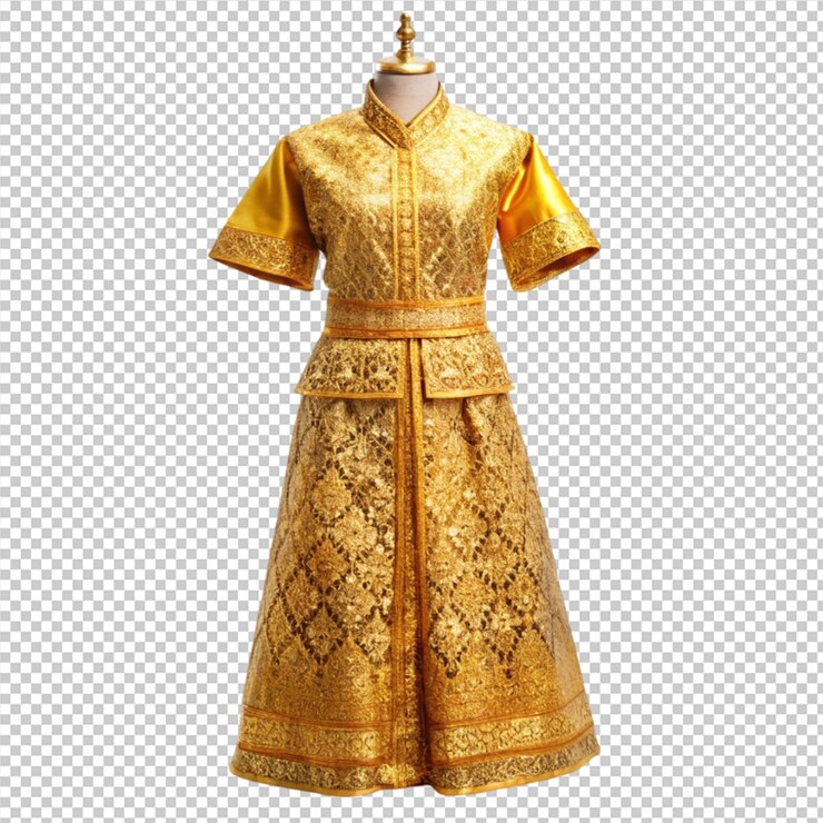 PSD thailand goldene ordinationskleidung isoliert auf durchsichtigem hintergrund