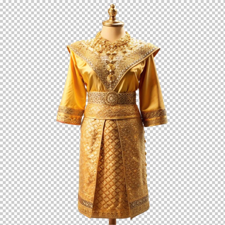 PSD thailand goldene ordinationskleidung isoliert auf durchsichtigem hintergrund