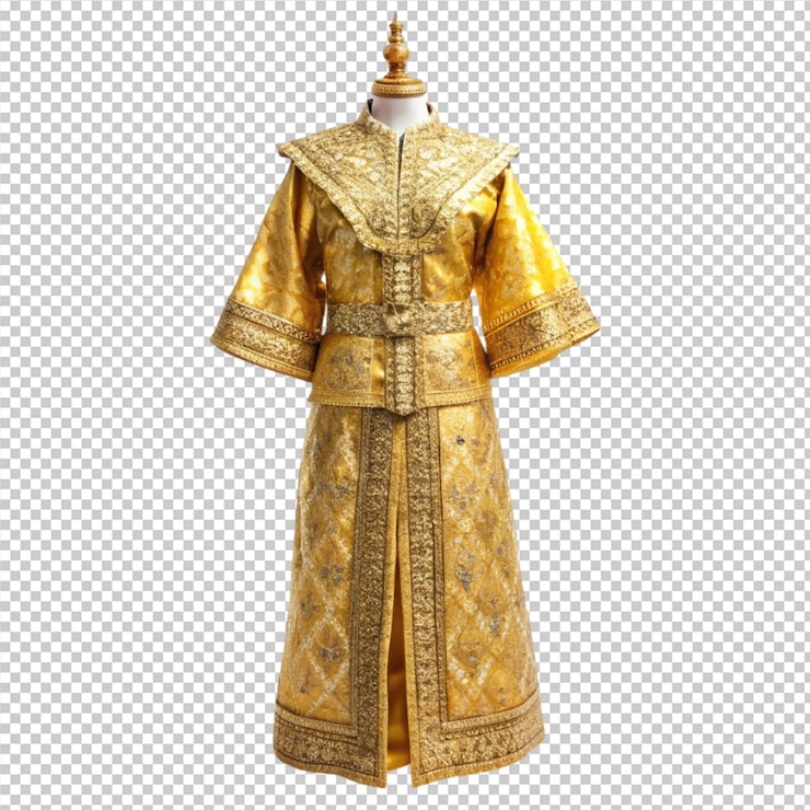 PSD thailand goldene ordinationskleidung isoliert auf durchsichtigem hintergrund