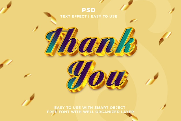 Thank you 3d editable Photoshop text effect style psd with background