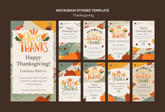 Thanksgiving Day Instagram Stories Collection mit herbstlichen Details