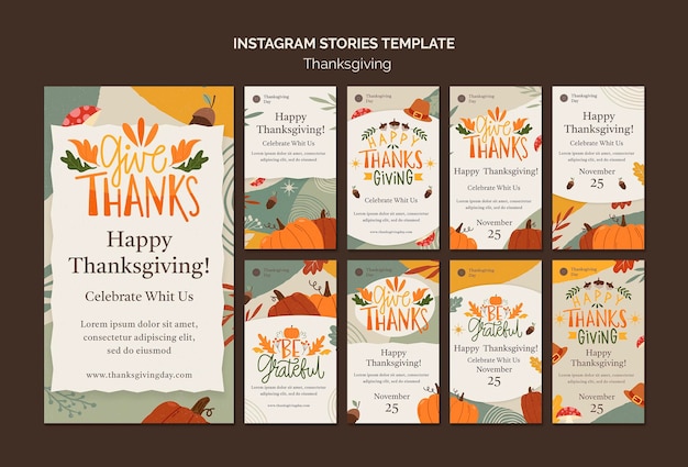 PSD thanksgiving day instagram stories collection mit herbstlichen details