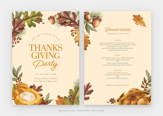 Thanksgiving-herbst-party-flyer-vorlage in psd