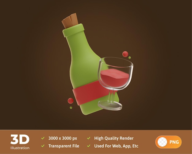 PSD thanksgiving-objekt wein 3d-illustration