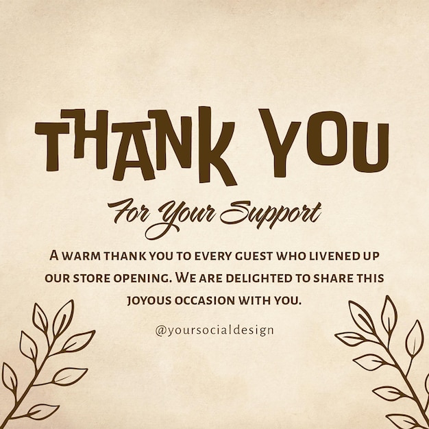 PSD thankyou lettering desenho de tipografia para mídia social instagram post