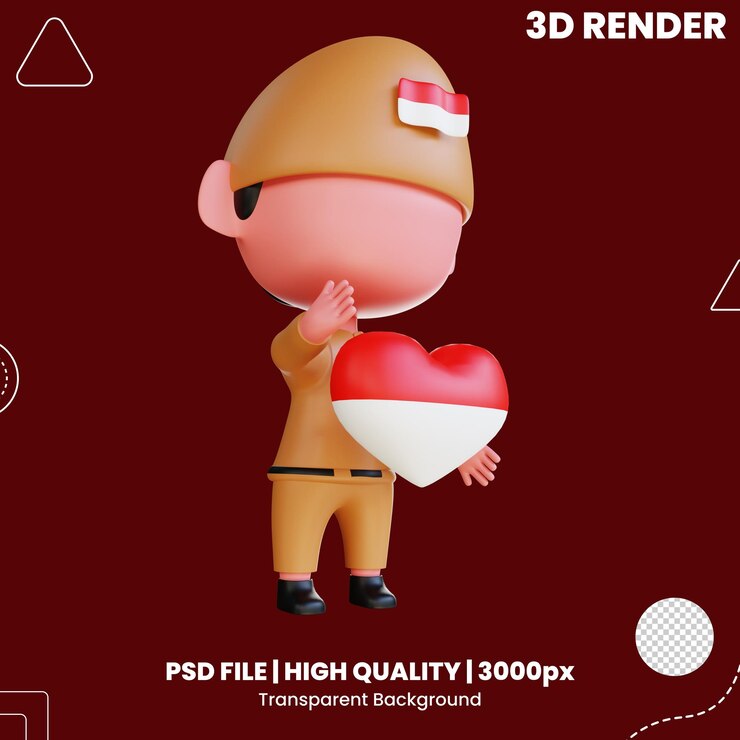 PSD the indonesian independence 3d icon is an indonesian state event as a symbol of freedom and happines