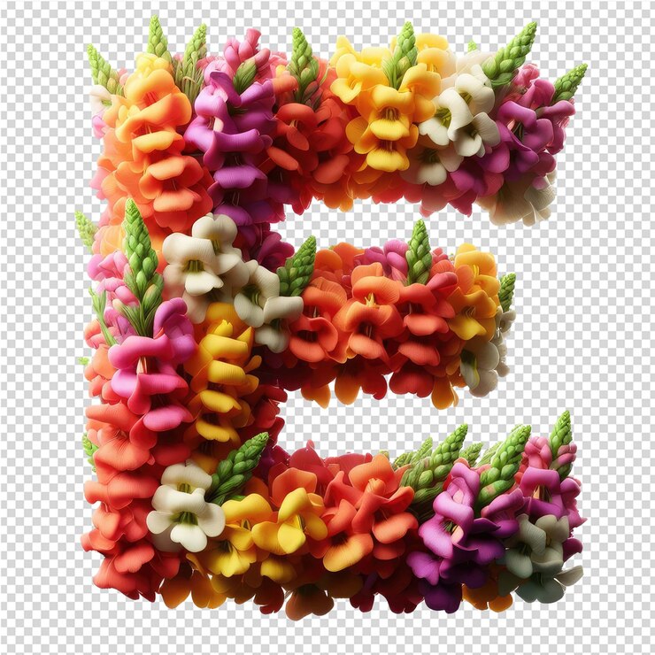 PSD the letter z is made of flowers