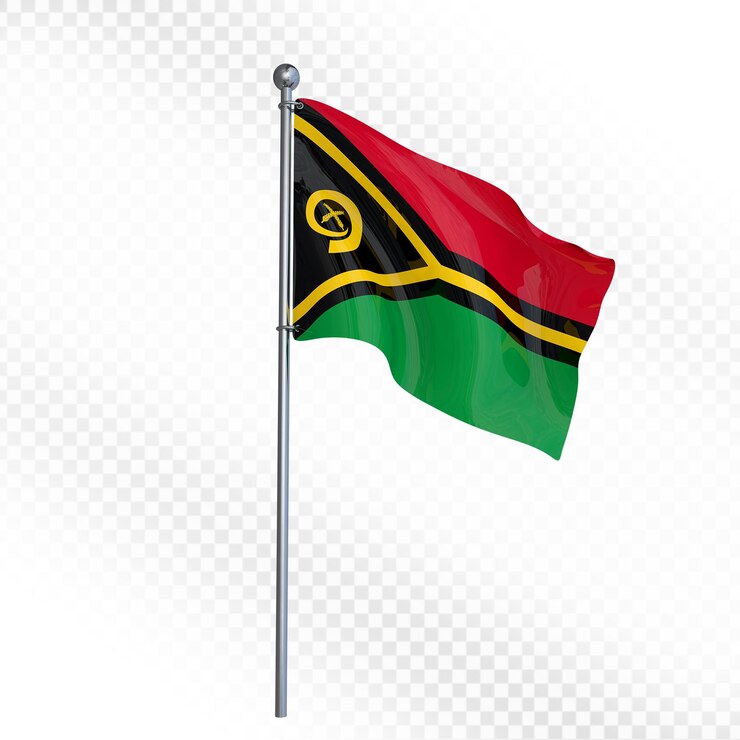 PSD the national flag of vanuatu waving on a pole