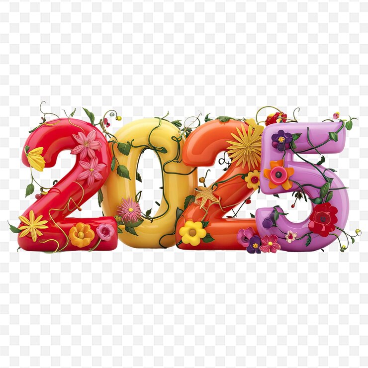 PSD the number of the year is written in the form of flowers