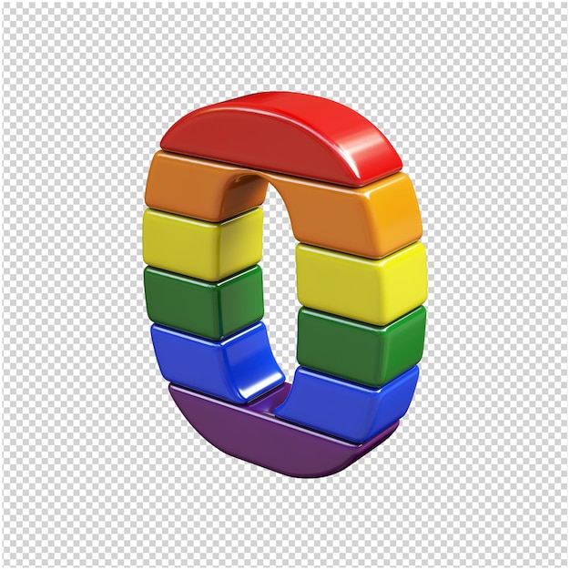 the numbers from the colors of the lgbt flag are turned to the left. 3d number 0