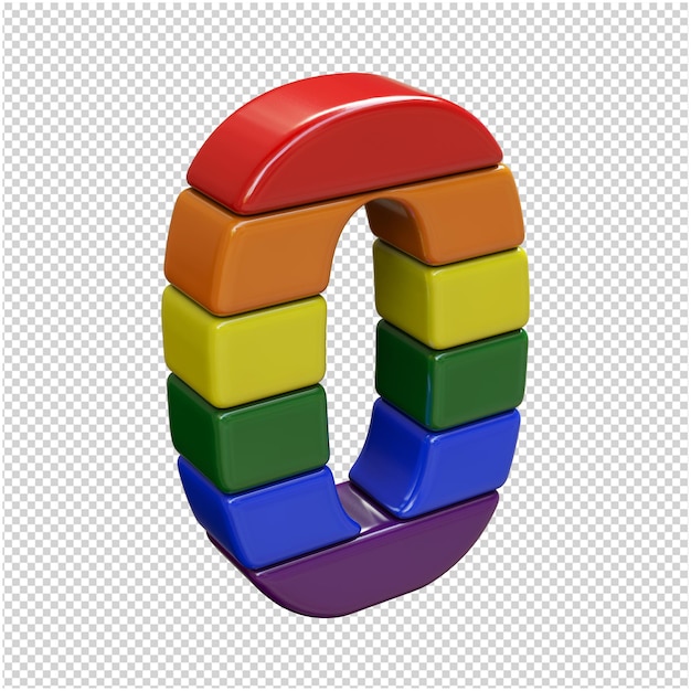 the numbers from the colors of the lgbt flag are turned to the right. 3d number 0