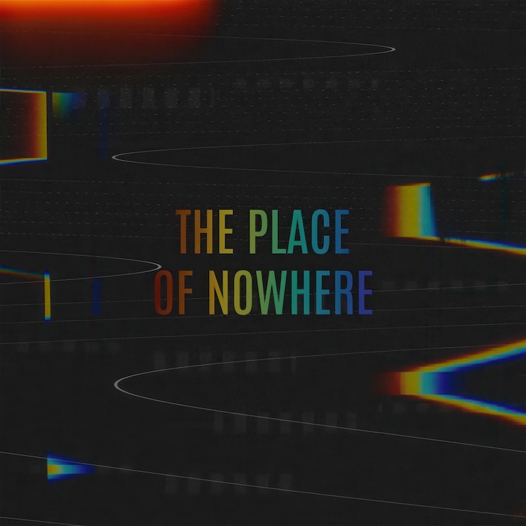 PSD the place of nowhere a glitchy neon typography design