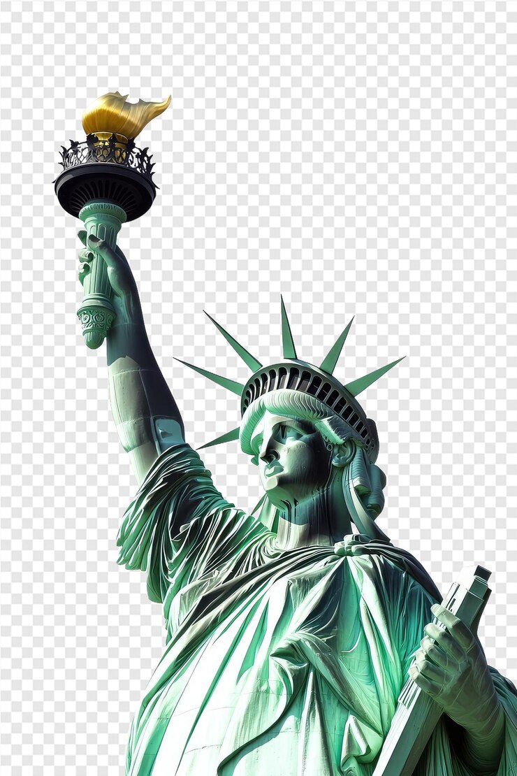 the statue of liberty is holding a bell