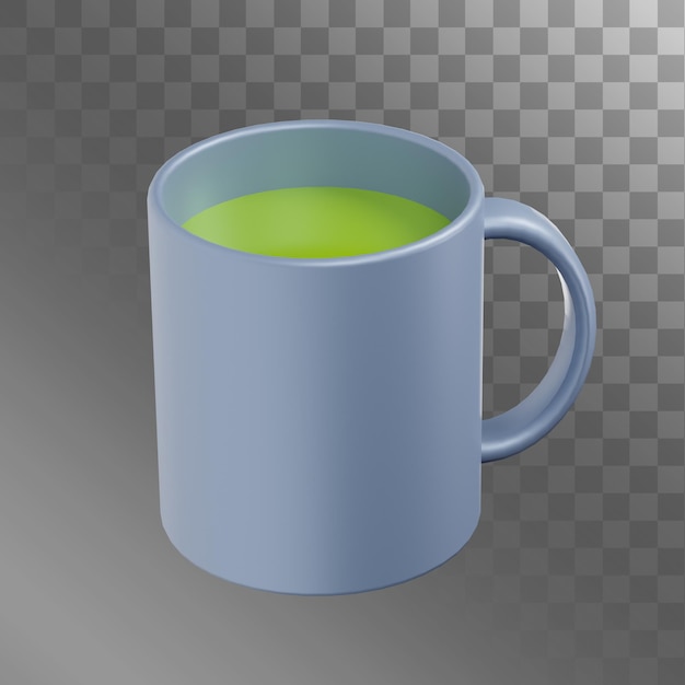 Thé Vert Matcha Dans Une Tasse Illustration 3d