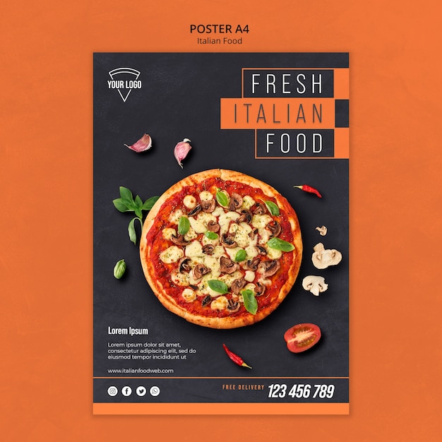 Thème de l'affiche de la cuisine italienne