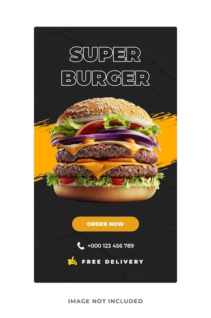 Thème Burger Pour L'image De Marque Des Aliments Médias Sociaux Histoires Instagram Psd Modifiable