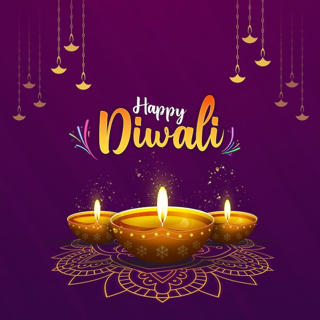 Thème Happy Diwali Instagram post diwali fond carré