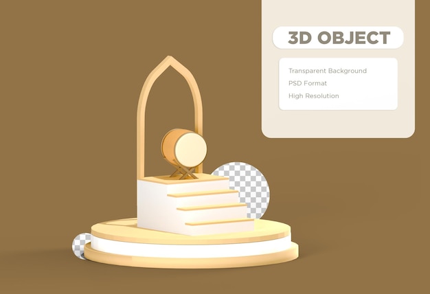 Thème islamique de décoration d'objets 3D avec concept minimaliste