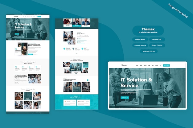 PSD themex - plantilla web de solución de ti