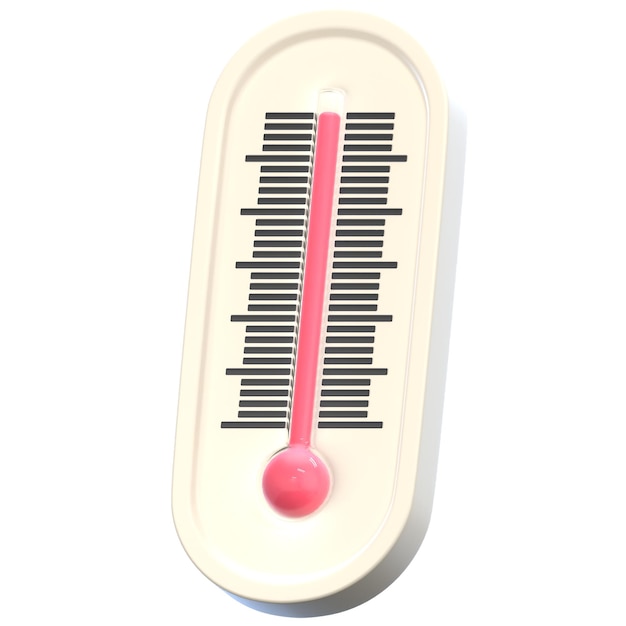 thermomètre avec indicateur rouge haut 3D Icon Illustration Low Poly Style