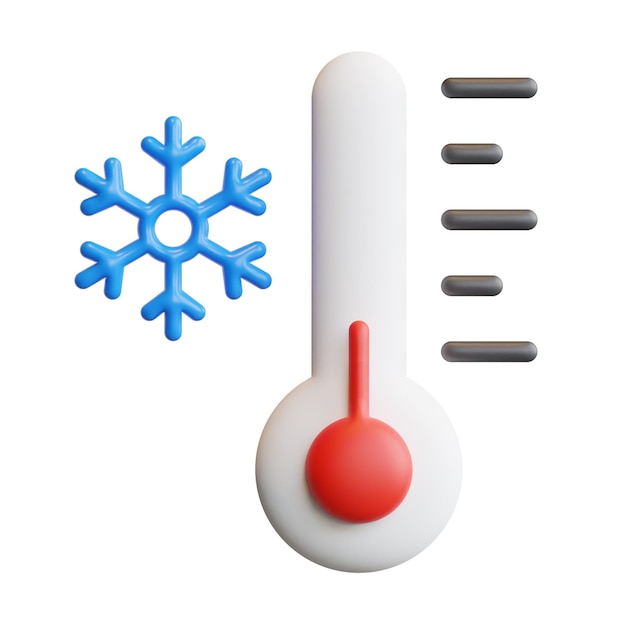PSD thermomètre à température froide 3d concept météo illustration de rendu de haute qualité