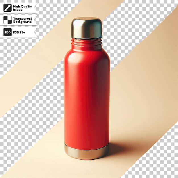 Le Thermos Psd Maintient Le Flacon D'acier Inoxydable à L'eau Chaude Sur Un Fond Transparent