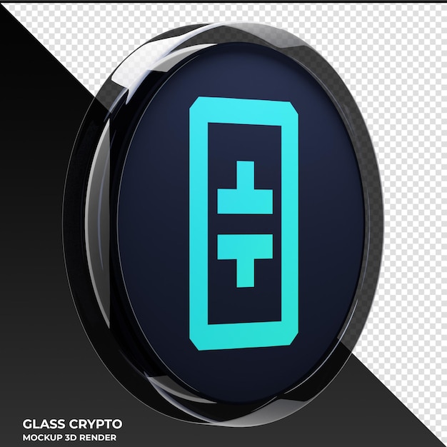 Theta network theta glass crypto coin ilustración 3d