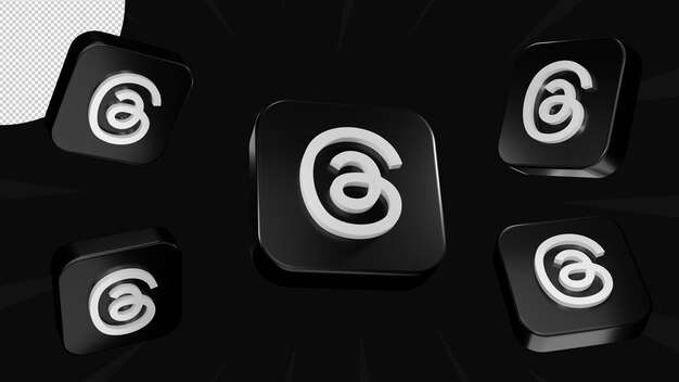 Threads-app 3d-logo-icon-set