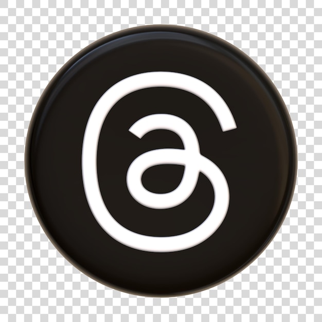 PSD threads-symbol isoliert auf weißem hintergrund logo-zeichen und symbol der social-media-app mit rundem knopf