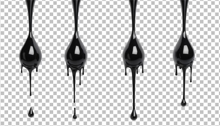 PSD three black drips are aligned horizontally with symmetry