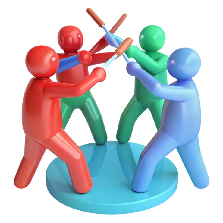 PSD three people are fighting with one that has the word quot on it