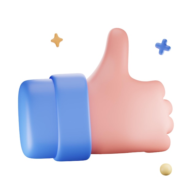 PSD thumbs up 3d-stil-symbol ausgezeichnet