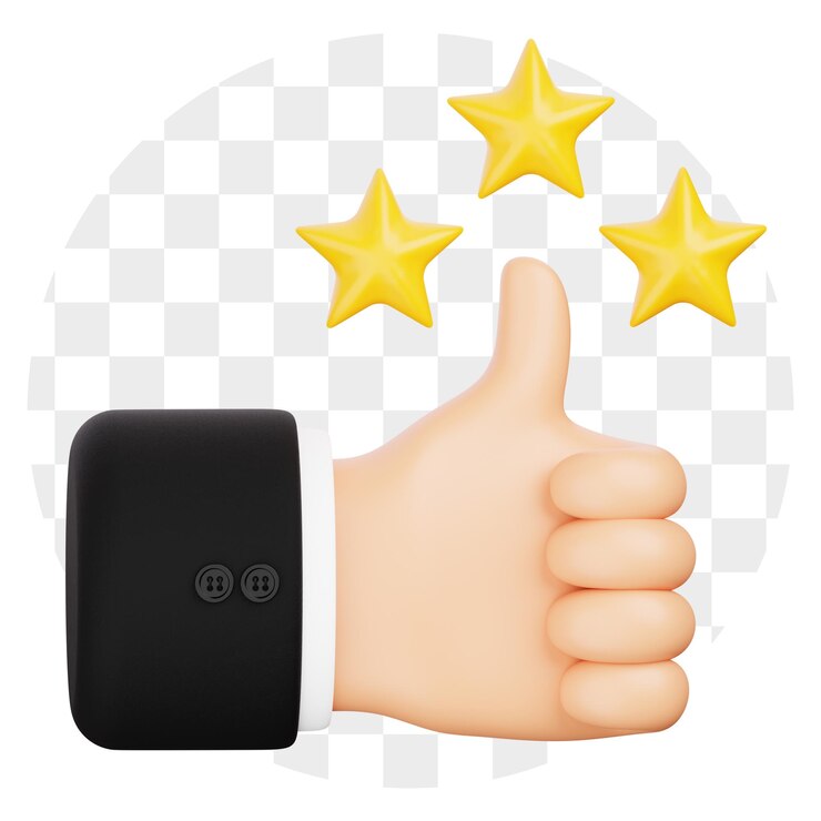 PSD thumbs up with star rating