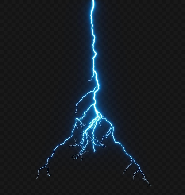 Thunder blazing flash isoliert auf transparenten Hintergründen 3D-Rendering png