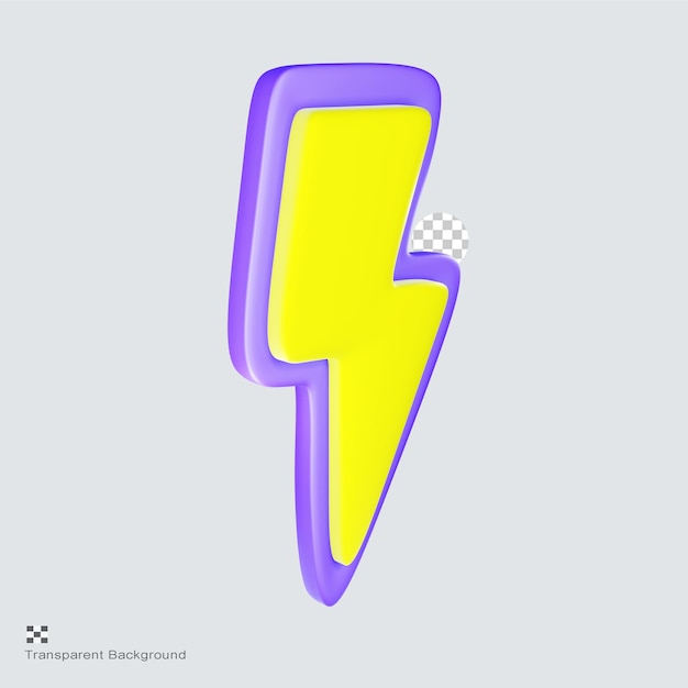 Thunder flash sale ilustración de renderización en 3d en color amarillo y azul