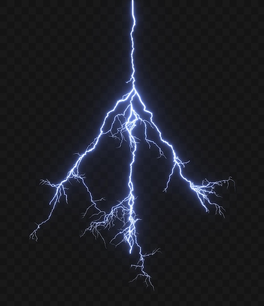 Thunder-Strike-Kraft-Ausschnitt auf transparenten Hintergründen Spezialeffekte 3D-Rendering