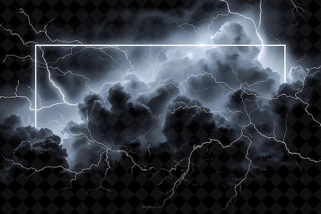 PSD thunderstorm arcane frame avec des éclairs craquants et un cadre couleur néon collection y2k