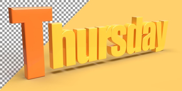 thursday 3d rendering calendar concepts name of the day in the week